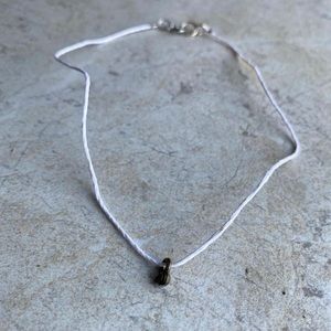 Tiny Sphere Bronze Pendant White Hemp Cord Choker